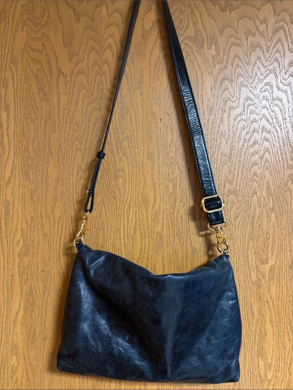 Tory Burch Vintage Dena Black Leather 3in 1 Foldover approx 12”x8”x1.5”
